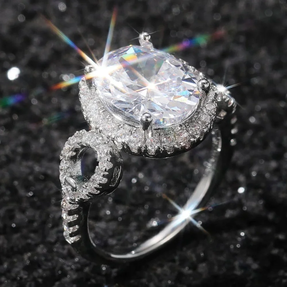 🔥Beautiful Hollow Oval Pure Zircon Cubic Carved Macro Pave Silver Rings, K812